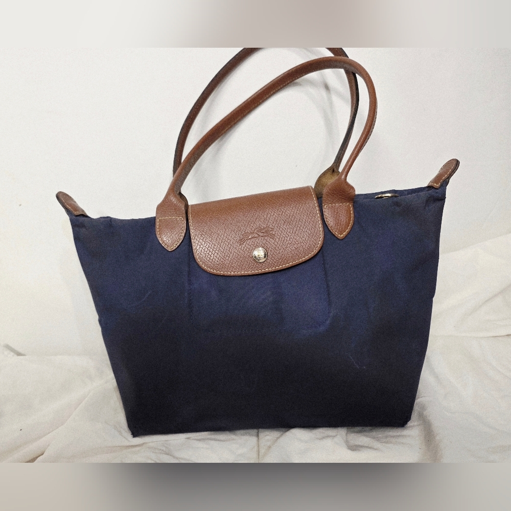 Longchamp Navy and Brown Tote Bag